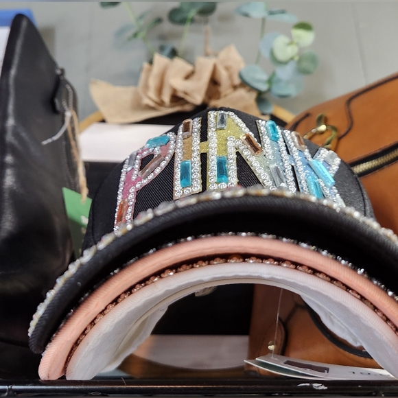 Black Rhinestone Embellished Cap - Picture 3 of 4